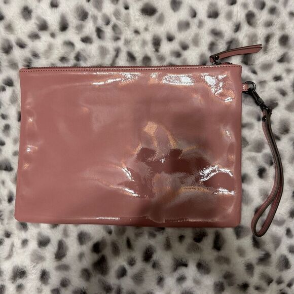 Banana Republic blush pink patent leather oversized clutch 12x8.5” - Picture 2 of 6